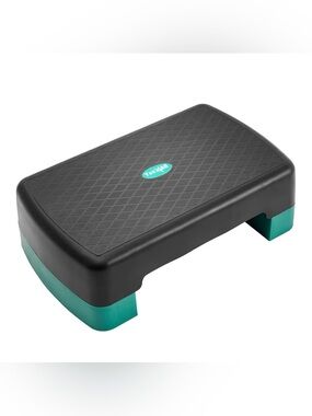 Adjustable Two-Height Exercise Step Platform - Black & Teal